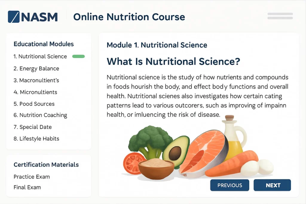 Learn nutrition fundamentals with an nasm online course